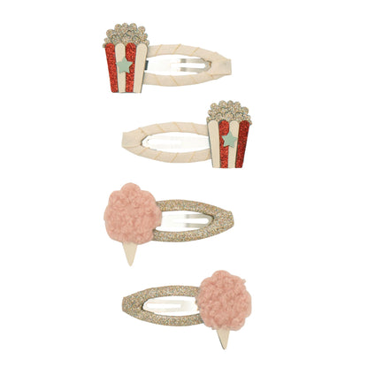 Mimi & Lula set 4 fermagli capelli Popcorn & Candyfloss con popcorn e zucchero filato rosa