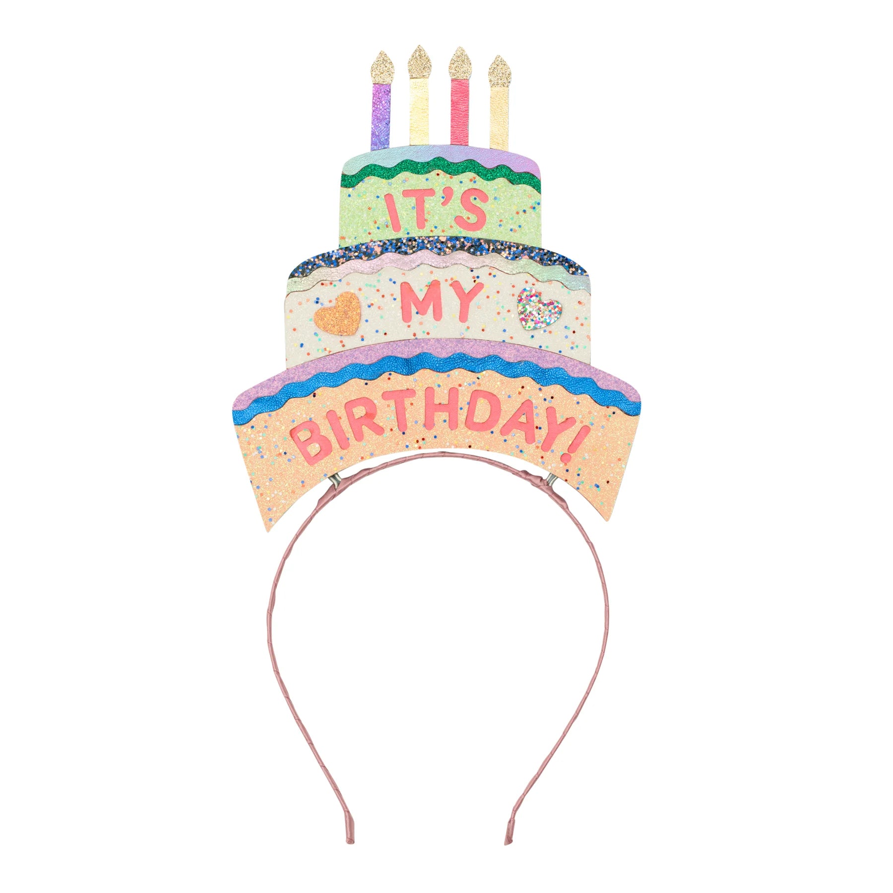 Mimi & Lula cerchietto compleanno Birthday Cake Headdress con torta glitterata e candeline colorate