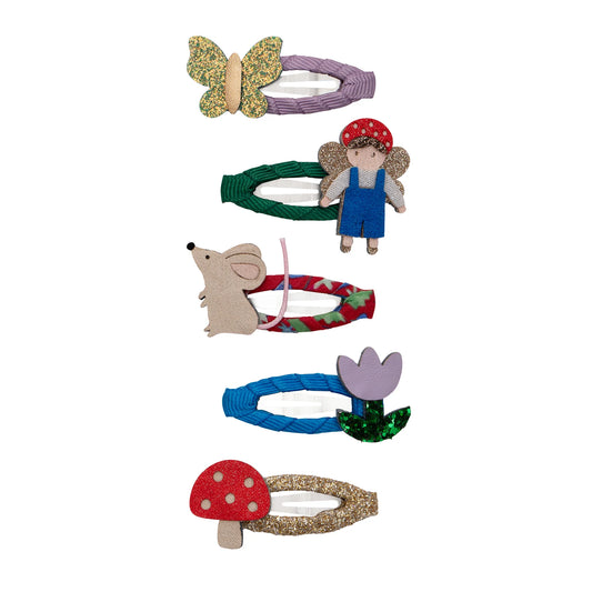 Mimi & Lula mollette capelli Woodland Fairy Mini Clic Clacs con fata, farfalla e funghetti