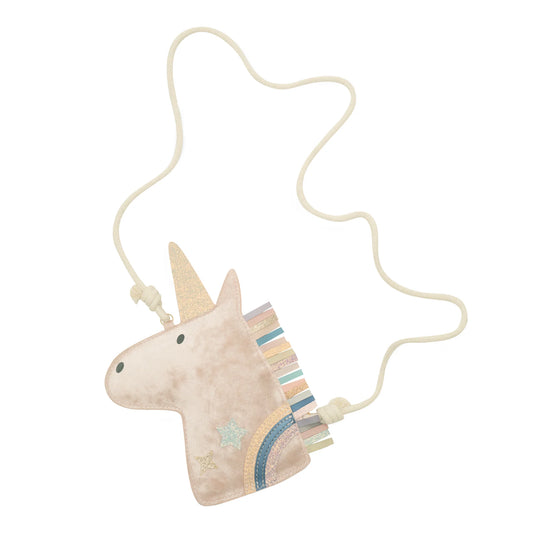 Borsa unicorno Mimi & Lula in velluto con corno glitter e criniera arcobaleno