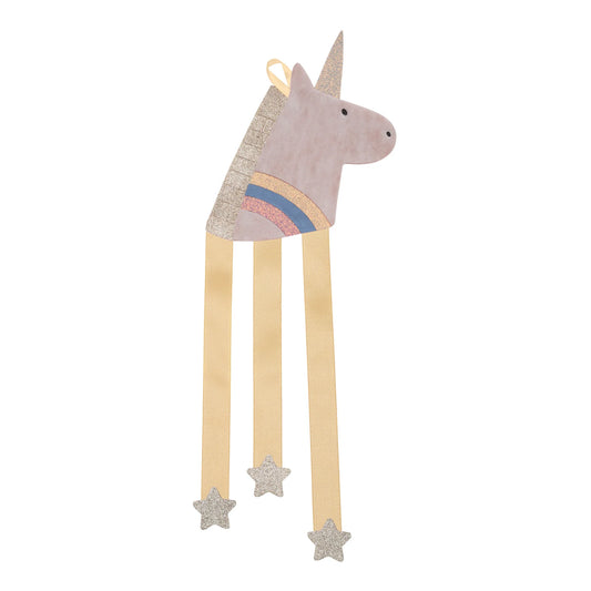 Mimi & Lula Unicorn Wall Hanger portamollette unicorno in velluto con nastri e stelline glitter