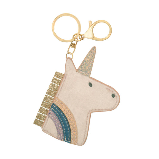 Portachiavi unicorno Mimi & Lula in velluto morbido e glitter con anello dorato