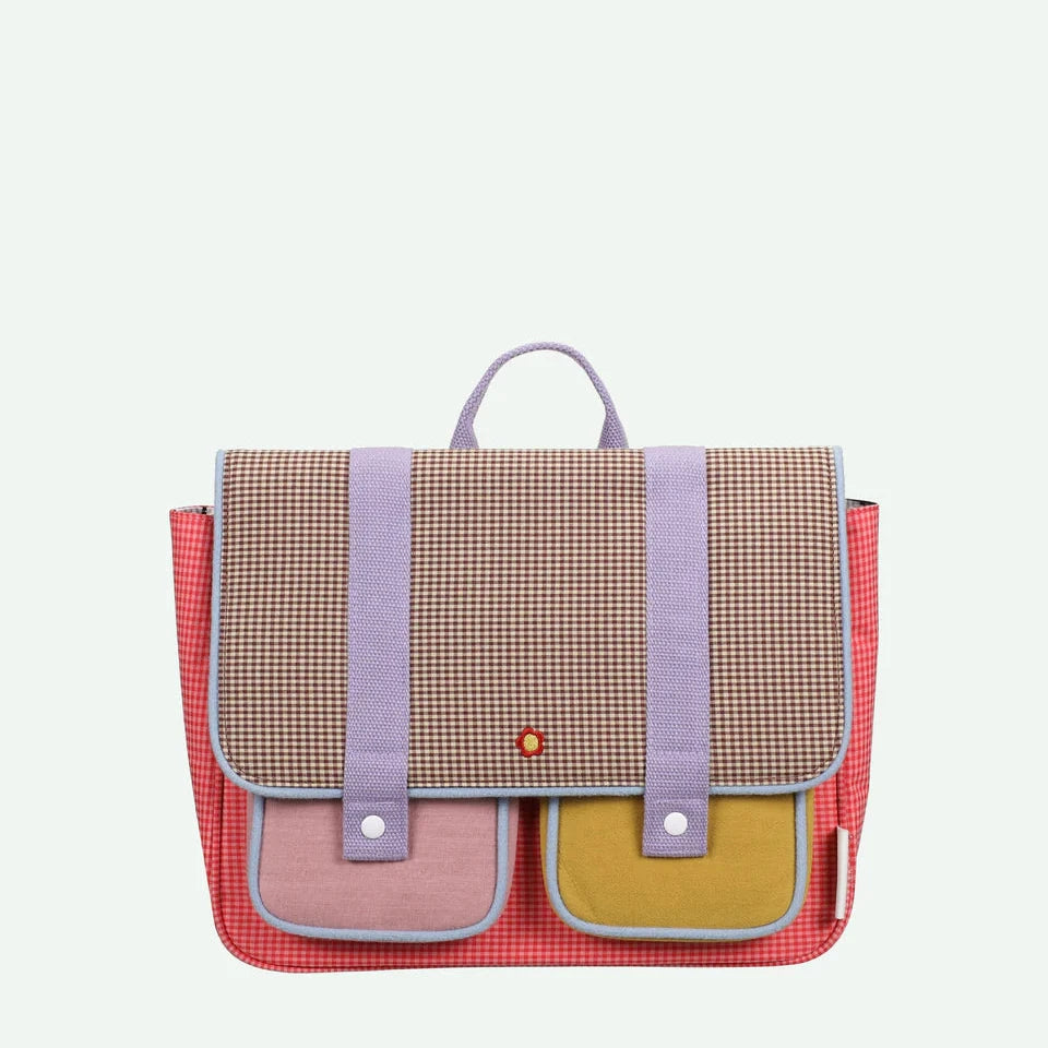 Cartella scuola Sticky Lemon Flower Rose per bambini con tasche frontali e design colorato