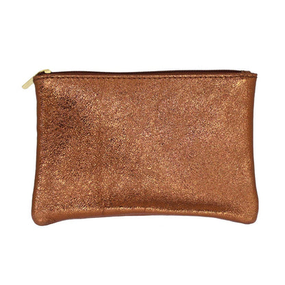 Les Cleias Pochette in Pelle Iridescente con Zip – Argento
