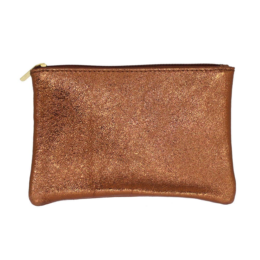 Les Cleias Pochette in Pelle Iridescente con Zip – Rosa