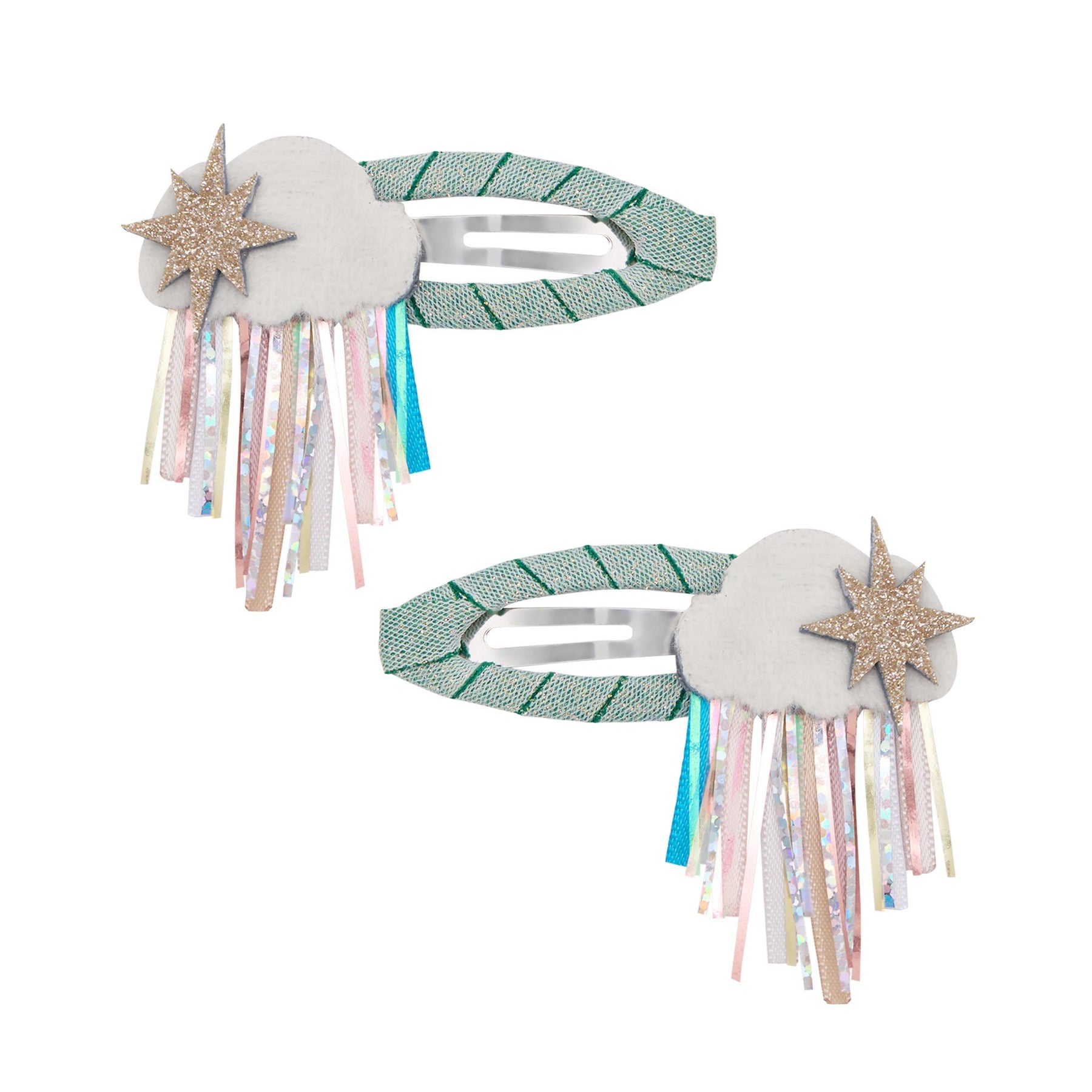 Mimi & Lula Rainy Cloud set 2 mollette capelli bambina con nuvole stelle glitter e nastri colorati
