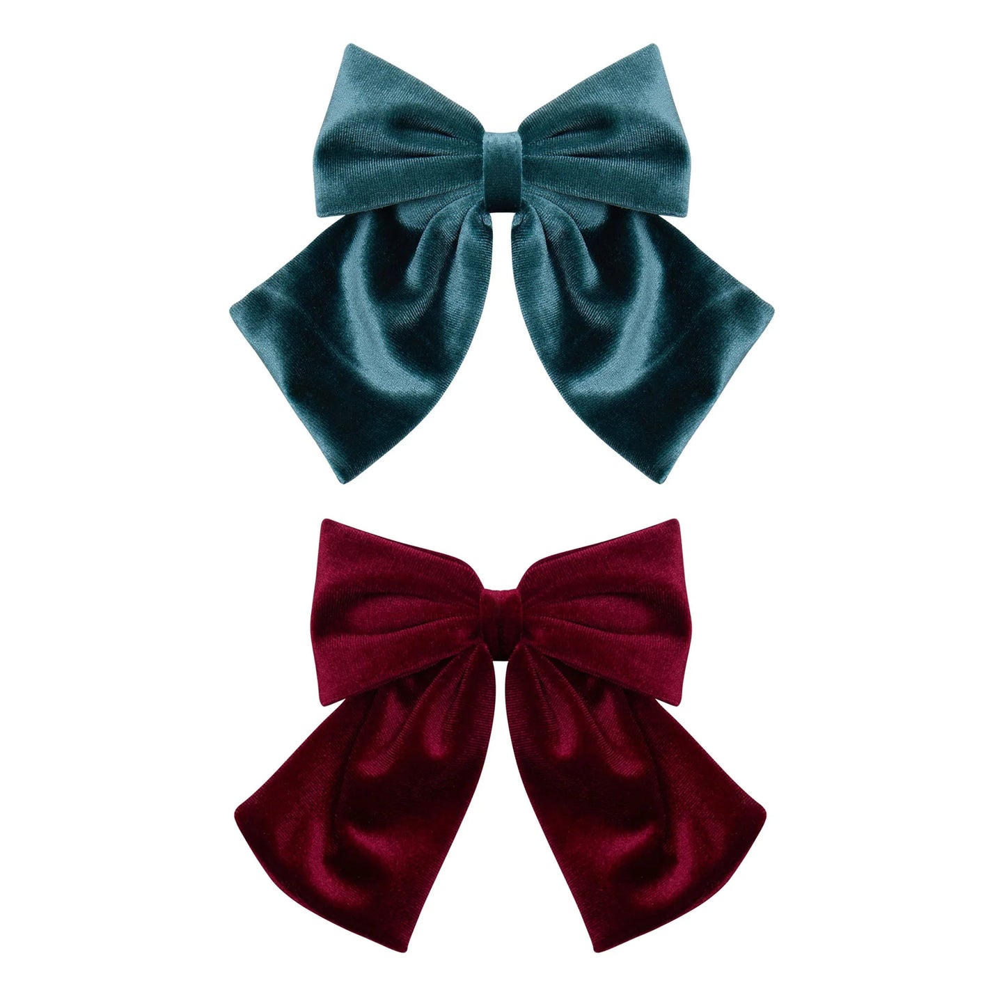 Mimi & Lula Velvet Agnes set 2 maxi fiocchi velluto bambina verde petrolio bordeaux
