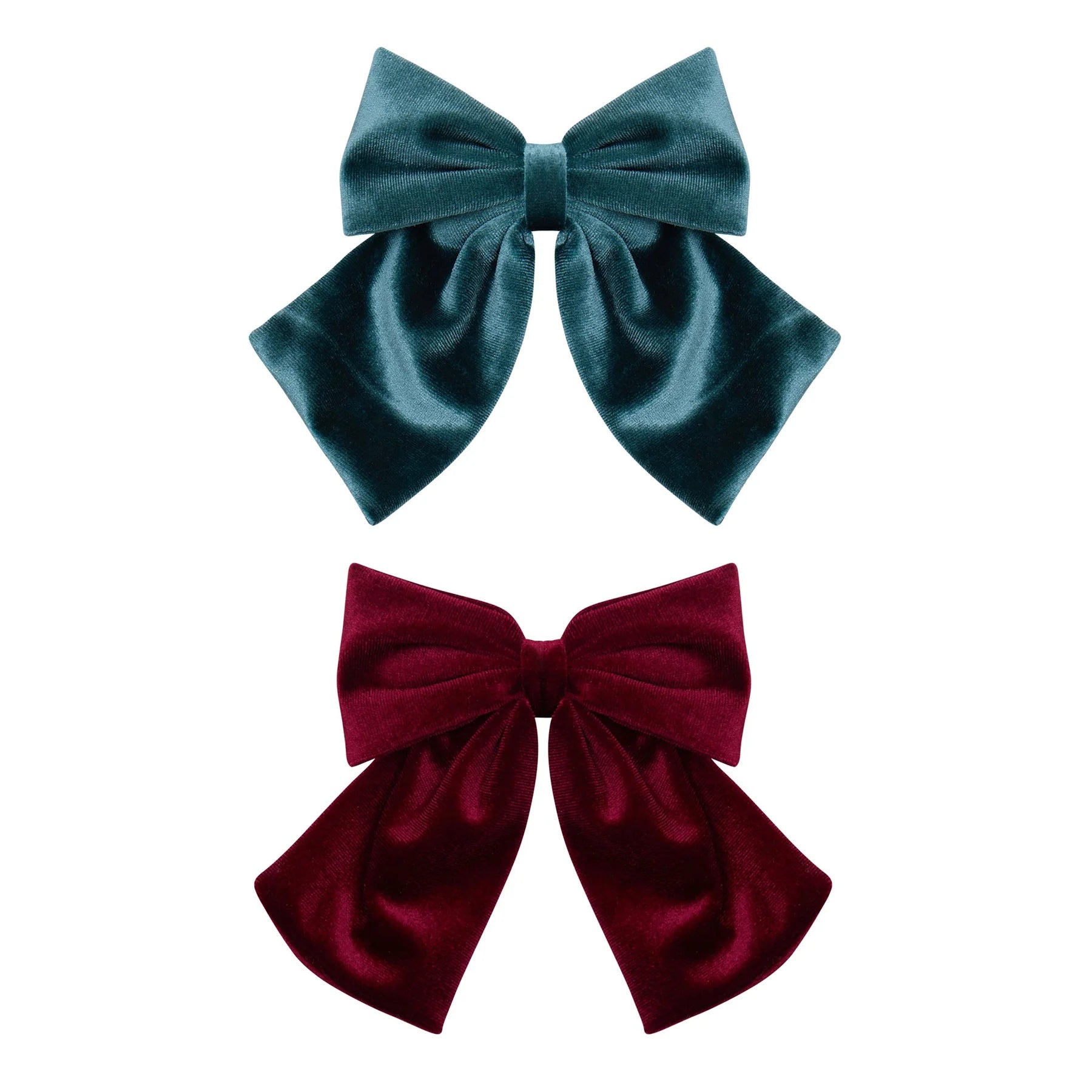 Mimi & Lula Velvet Agnes set 2 maxi fiocchi velluto bambina verde petrolio bordeaux