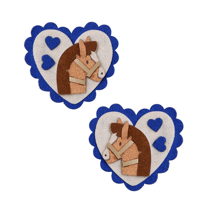 Mimi & Lula Pony Scalloped Heart 2 mollette bambina con cavallo e cuore blu