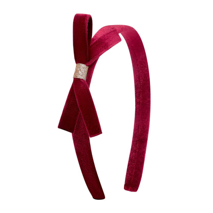 Mimi & Lula – Cerchietto con Fiocco in Velluto Burgundy