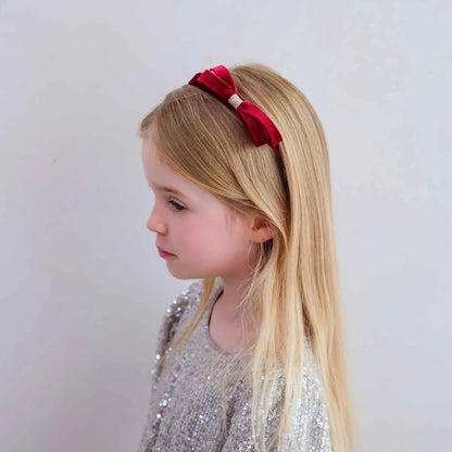 Mimi & Lula – Cerchietto con Fiocco in Velluto Burgundy