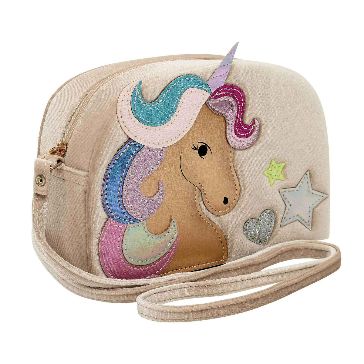 Borsetta unicorno bambina Mimi & Lula in velluto beige