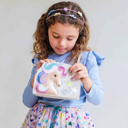 Bambina con borsetta a tracolla unicorno Mimi & Lula