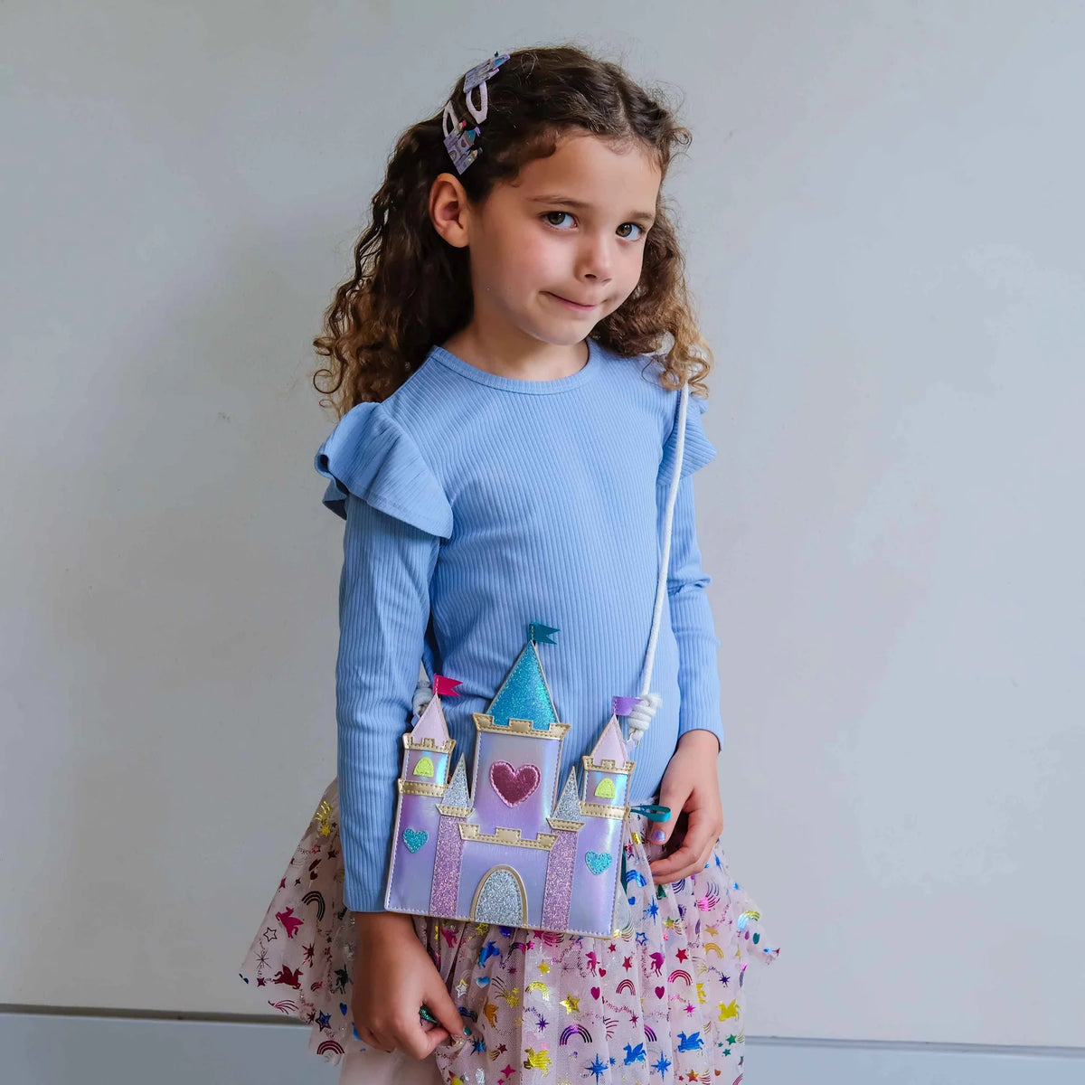 Borsa principessa bambina castello glitter Mimi & Lula