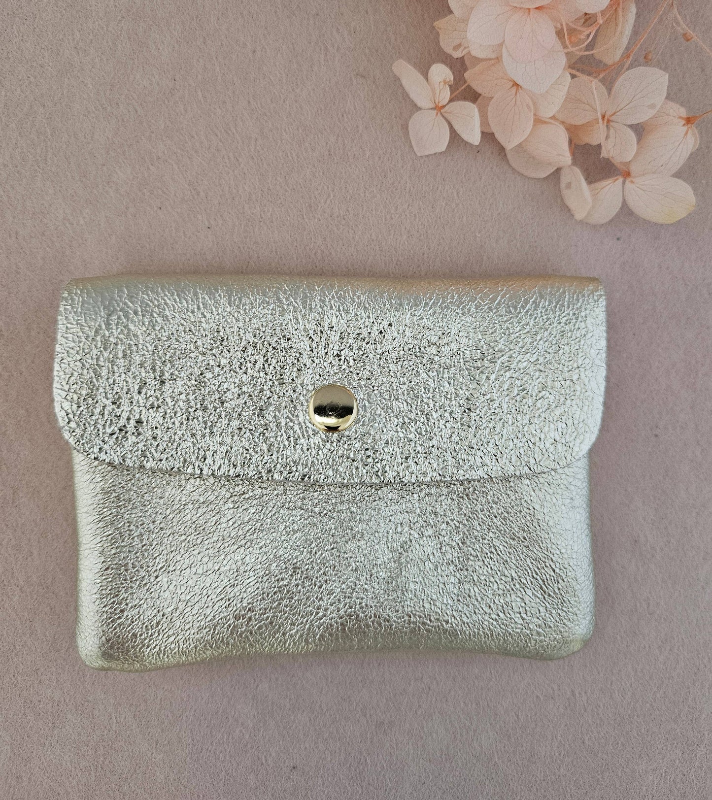 Metallic leather Kangoo wallet: Silver