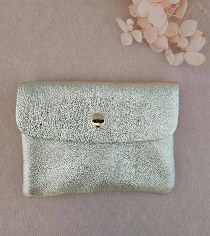 Metallic leather Kangoo wallet: Silver