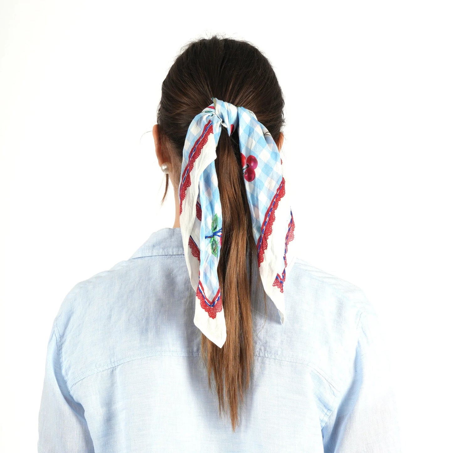 Cherry Gingham Bandana – Ivory Blue | Vismaya IN ARRIVO