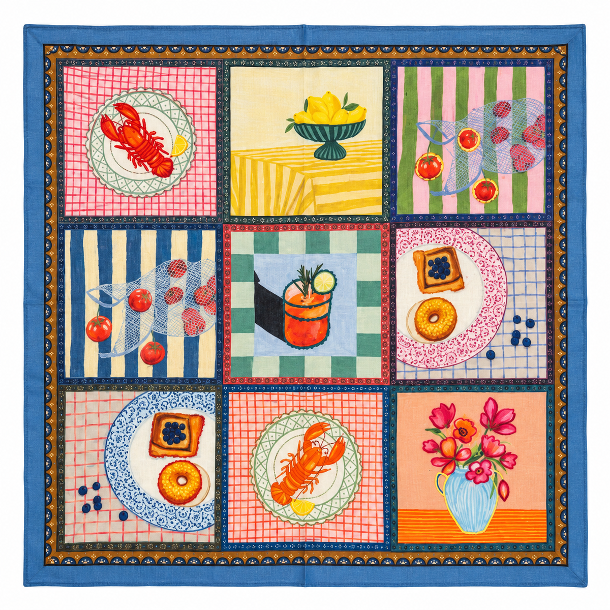 Vismaya – Bandana Blue in Cotone Ricamata (Blu)