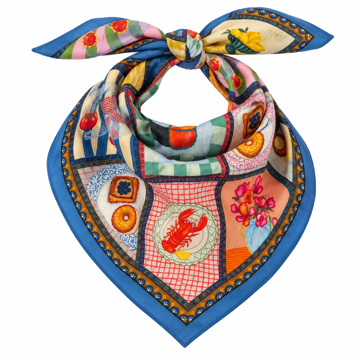 Vismaya – Bandana Blue in Cotone Ricamata (Blu)