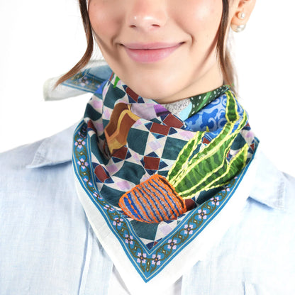 Casa Botanica Bandana Vismaya Turchese | Bandana in Cotone Ricamata IN ARRIVO