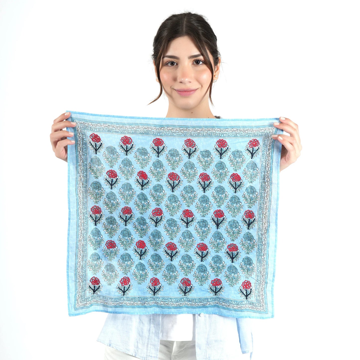 Bandana Vismaya Azure Rose Garden Blu| Bandana in Cotone Ricamata