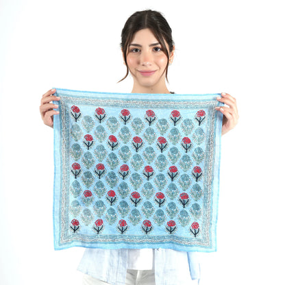 Bandana Vismaya Azure Rose Garden Blu| Bandana in Cotone Ricamata