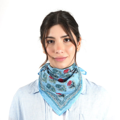 Bandana Vismaya Azure Rose Garden Blu| Bandana in Cotone Ricamata