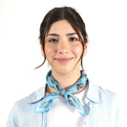 Bandana Vismaya Azure Rose Garden Blu| Bandana in Cotone Ricamata