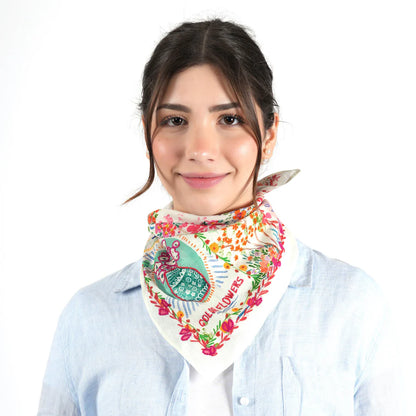 Spring Scatter  Bandana Vismaya Arancione | Bandana in Cotone Ricamata