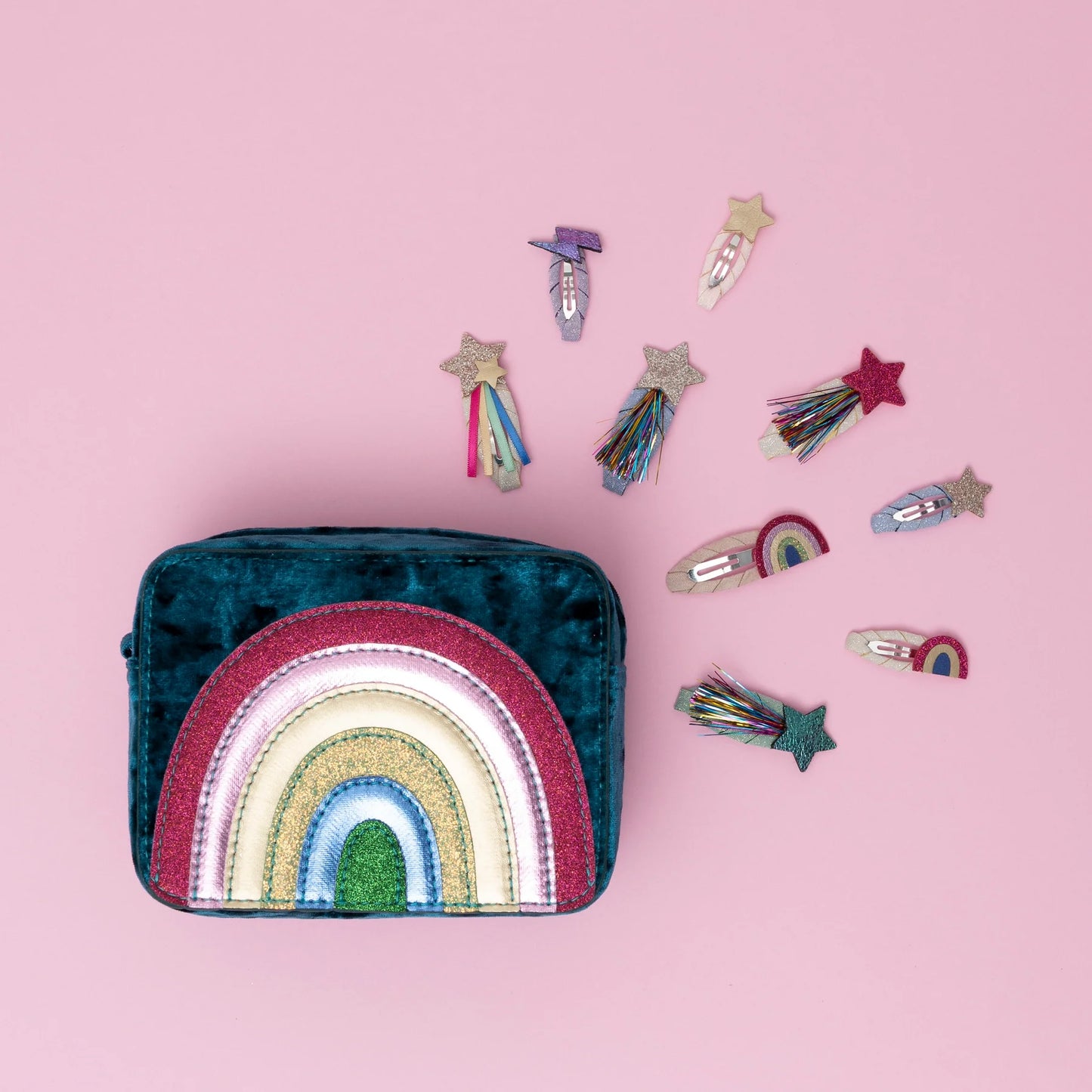 Mimi & Lula – Borsa arcobaleno in velluto Radiant Rainbow