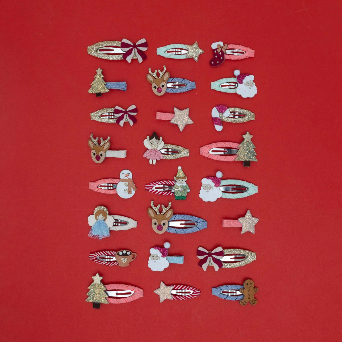Mimi & Lula – Rudolph & Bow Hair Clips – Set 4 Mollette Natalizie Renna e Fiocco