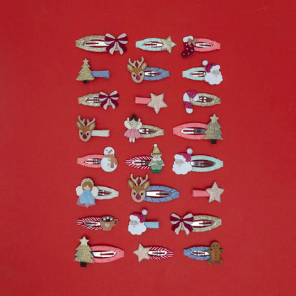 Mimi & Lula – Rudolph & Bow Hair Clips – Set 4 Mollette Natalizie Renna e Fiocco