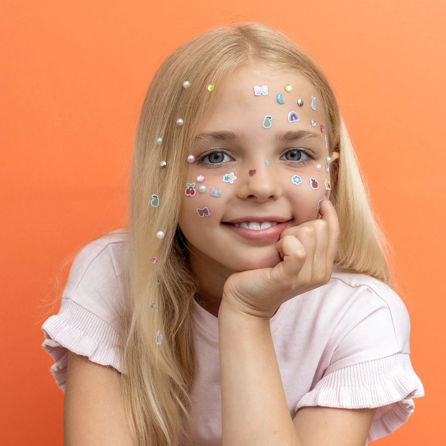 Orecchini Adesivi Bambina Mimi & Lula Rosa con Perle e Gemme – 30 Coppie