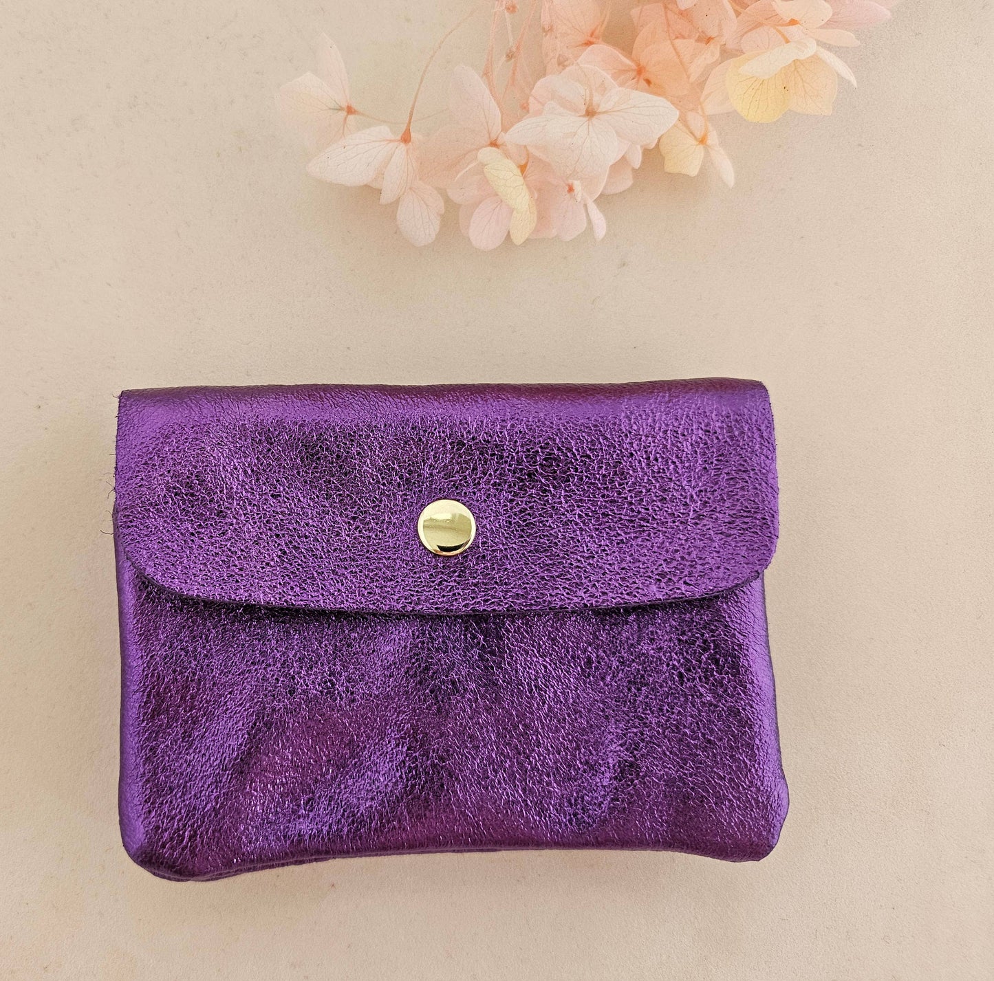 Metallic leather Kangoo wallet: Fuchsia