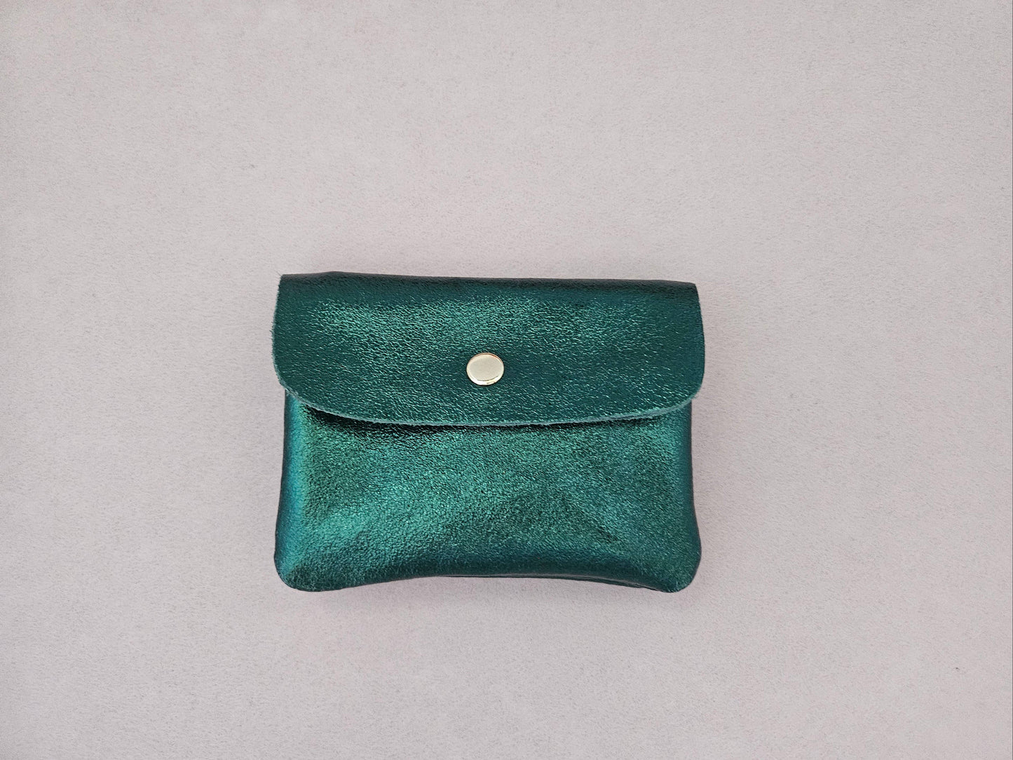 Metallic leather Kangoo wallet: Turquoise