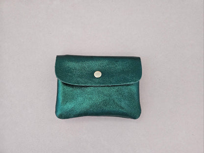 Metallic leather Kangoo wallet: Turquoise
