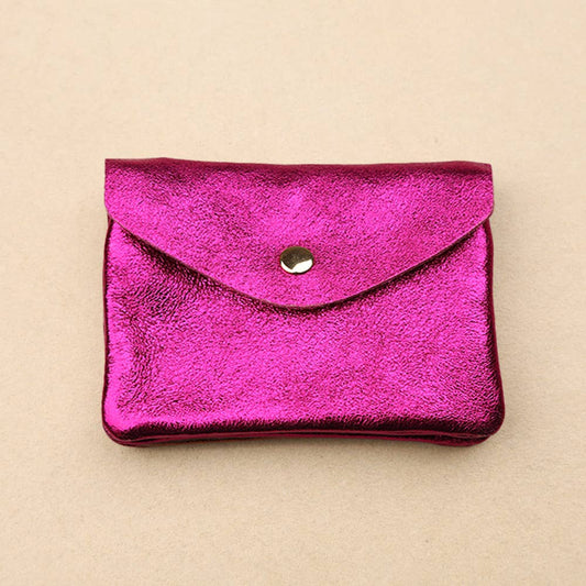 Les Cleias Portafoglio Twin S in Pelle Iridescente – Fucsia