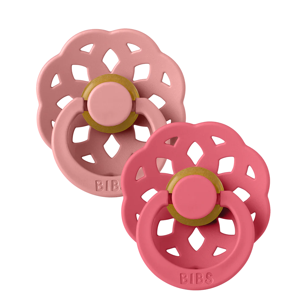 Set di 2 Ciucci Bibs Round - Boheme Pacifier - Dusty Pink e Coral - Apple Pie