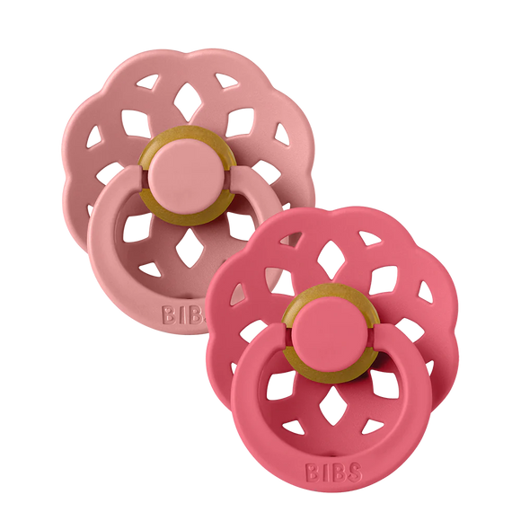 Set di 2 Ciucci Bibs Round - Boheme Pacifier - Dusty Pink e Coral