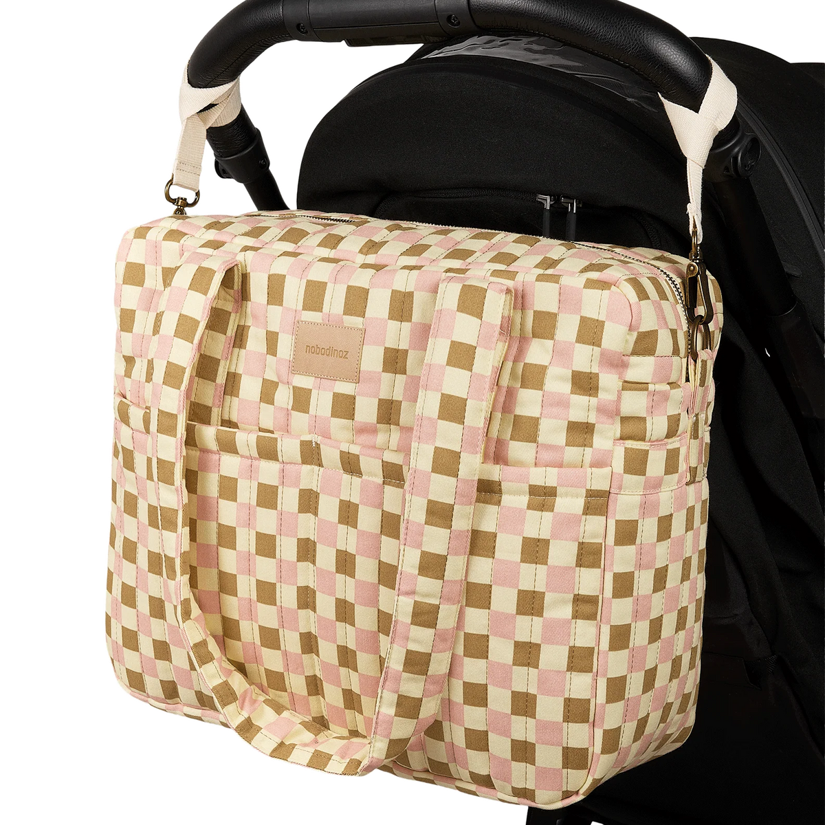 Nobodinoz – Borsa Cambio Passeggino Impermeabile Hyde Park – Yellow Pink Mosaic