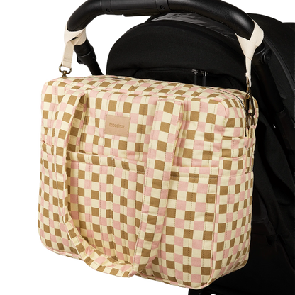 Nobodinoz – Borsa Cambio Passeggino Impermeabile Hyde Park – Yellow Pink Mosaic