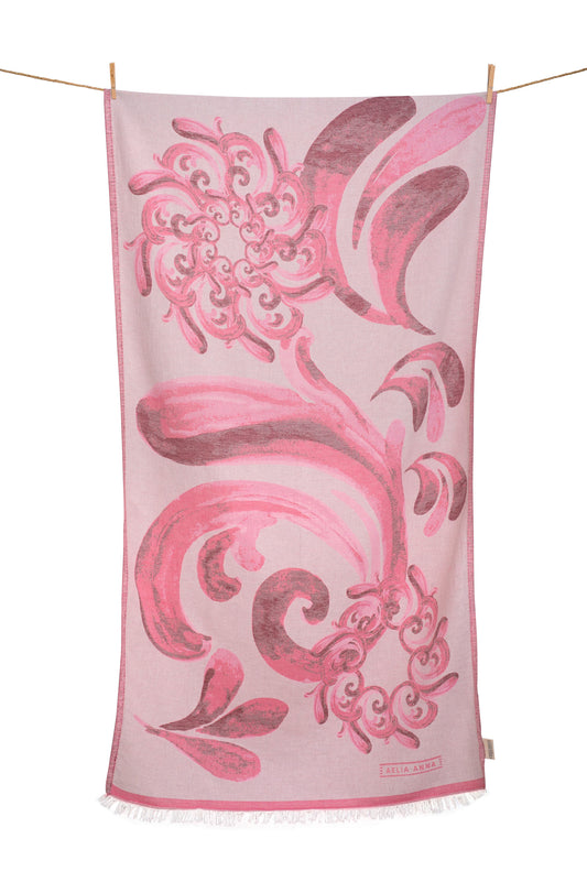 Telo Mare Cotone Aelia Anna BEACH TOWEL KOUFONISIA Fucsia  & Pink 24211