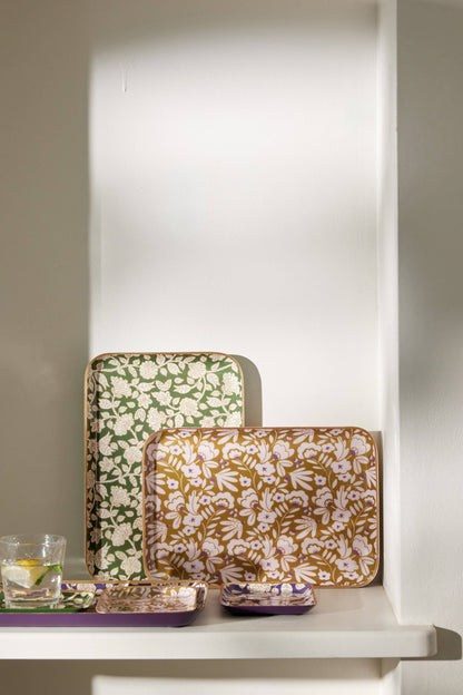 Bonheur du Jour – Vassoio Bohemian Chic con fiori smaltati – Modello Iris Curry Aperol