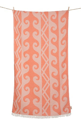 Telo Mare Cotone Aelia Anna Sirenes - Corallo  90x180 cm – Leggero e Assorbente
