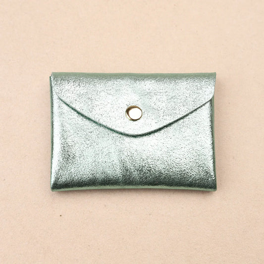 Les Cleias Portafoglio Twin S in Pelle Iridescente – Menta