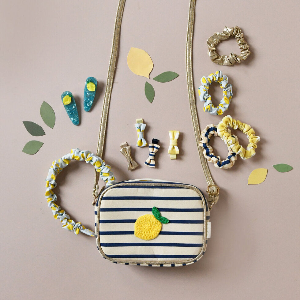 Borsetta Rockahula Limone a Righe Blu con Tracolla – Lemon Drop Bag