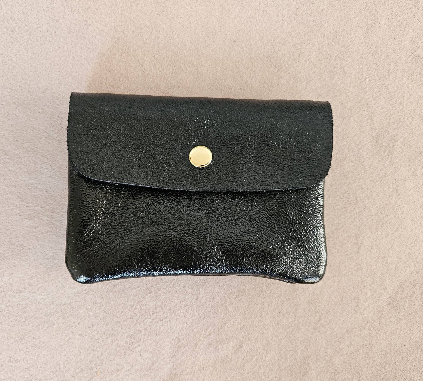 Metallic leather Kangoo wallet: Turquoise