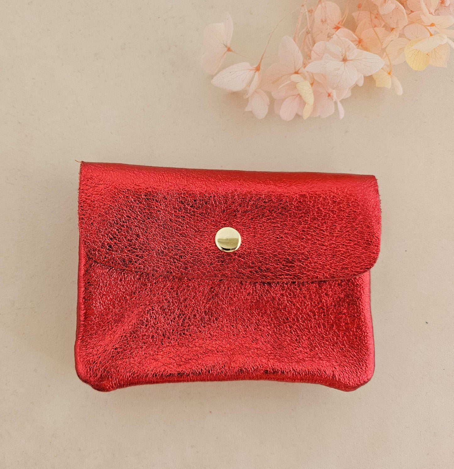 Metallic leather Kangoo wallet: Turquoise