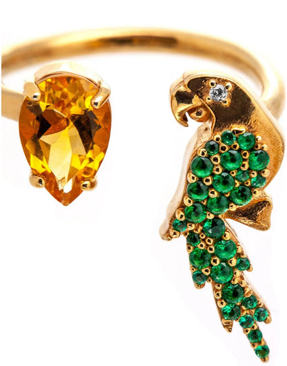 Anello Contrarié Pappagallo con Citrino Thais Bernardes – Argento 925 Placcato Oro IN ARRIVO
