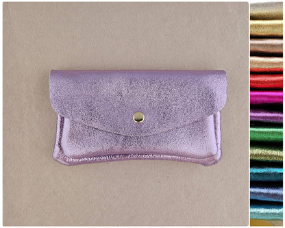 Kangaroo double pocket leather wallet: Light pink